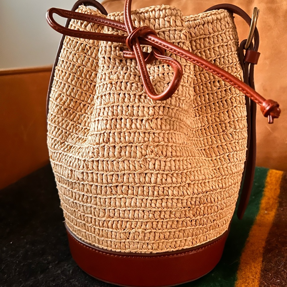 Sezane Tan and Brown Mini Woven Bag